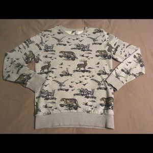 H&M Animal Print Sweatshirt Gray S